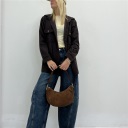 borsa in pelle scamosciata mezzaluna